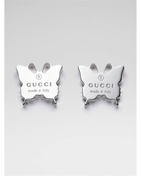 gucci trademark silver butterfly earrings|Gucci earrings marmont.